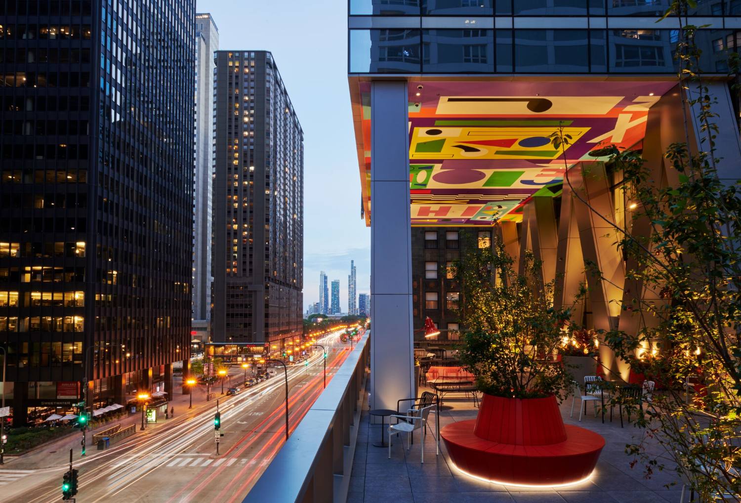 citizenM Chicago — hotel lobby designed as a brand environment